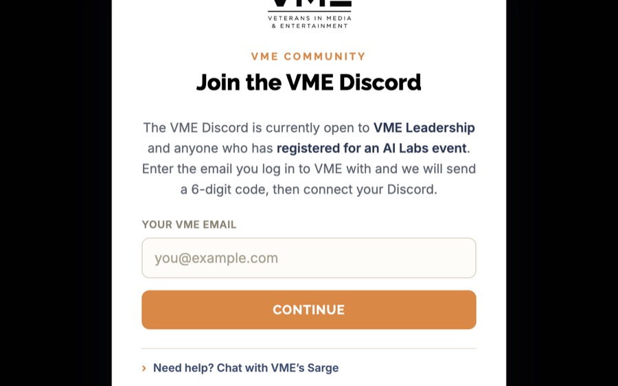 The VME member community sign-in gate